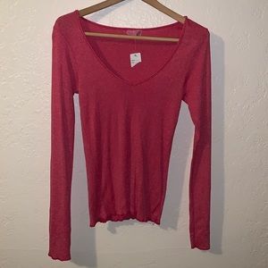 Michael Stars Vintage Hot Pink V Neck